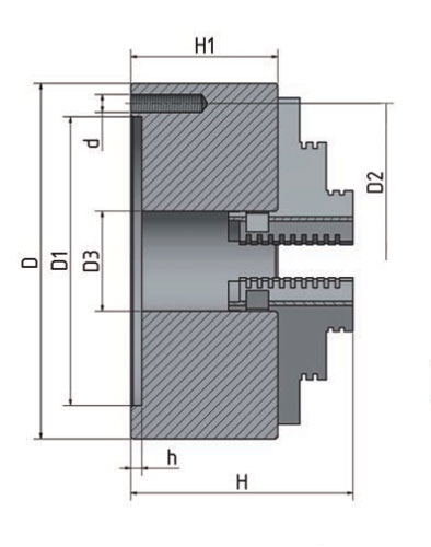 3-čelisťové sklíčidlo s centrickým upínáním  100 mm